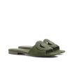 GUCCI WOMEN SLIDE SANDAL WITH INTERLOCKING G GREEN GG CANVAS‎ ‎790447 9SF00 3005