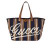 GUCCI EMBROIDERED LARGE CANVAS TOTE BAG IN DARK BLUE AND MULTICOLOR 37CM 818779 FAEF8 8796
