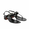 CHRISTIAN LOUBOUTIN MJ EMBELLISHED CROC EFFECT PATENT SANDALS BLACK