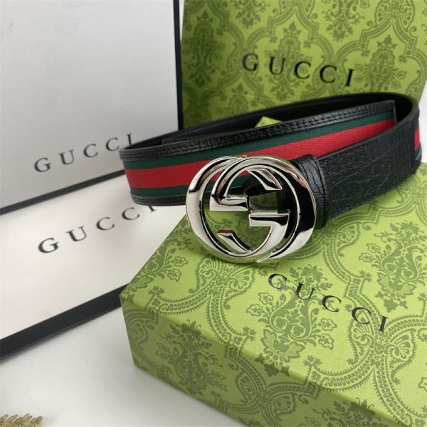 GUCCI INTERLOCKING MEN BELT BLACK 411924 H917N 1060