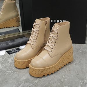 Chanel Calfskin Pearl Cap Toe Ankle Boots