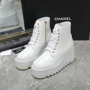 Chanel Calfskin Pearl Cap Toe Ankle Boots