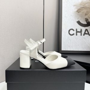 Chanel white slingbacks heels