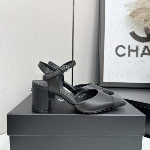 Chanel black slingbacks heels