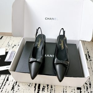 Chanel Ribbon Point Back Open Heels