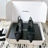 Chanel Ribbon Point Back Open Heels