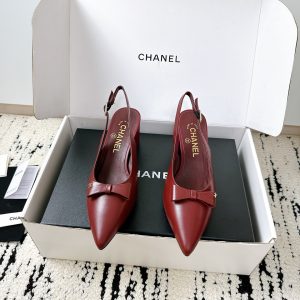Chanel Ribbon Point Back Open Heels