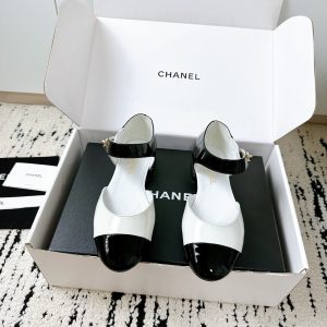 Chanel White Calfskin Flats