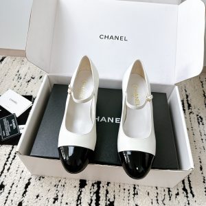 Chanel Mary Janes White Flats