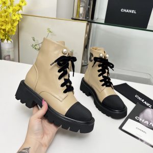 Chanel Leather Boots Beige