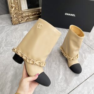 CHANEL CC Coin Charm Leather Short Boots