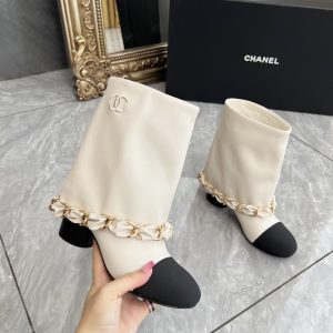 CHANEL CC Coin Charm Leather Short Boots