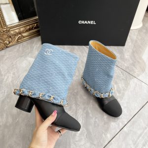CHANEL CC Coin Charm Leather Short Boots