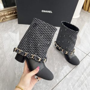 CHANEL CC Coin Charm Leather Short Boots