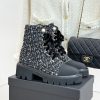 Chanel Sparkly Tweed Boots