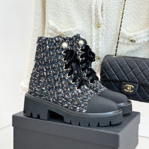 Chanel Sparkly Tweed Boots
