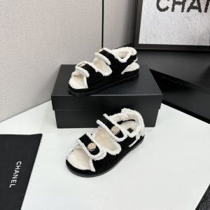 Chanel White and Black Sandal