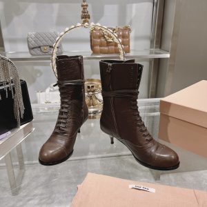 Miu Miu 75 Leather Lace-Up Boots Miu Miu 75 Leather Lace-Up Boots