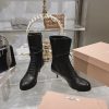 Miu Miu 75 Leather Lace-Up Boots