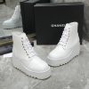 Chanel Calfskin Pearl Cap Toe Ankle Boots