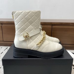 Chanel Black Calfskin Lace-Up Boots Chanel Black Calfskin Lace-Up Boots