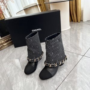 CHANEL CC Coin Charm Leather Short Boots