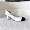 Chanel Mary Janes White Flats