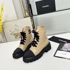 Chanel Leather Boots Beige
