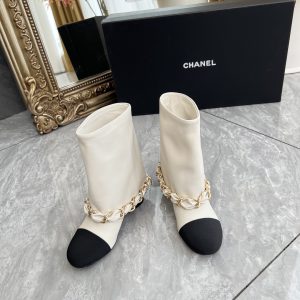 CHANEL CC Coin Charm Leather Short Boots