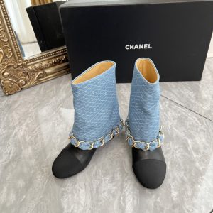 CHANEL CC Coin Charm Leather Short Boots