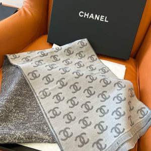 CHANEL 24B FULL CC SCARF GREY AND BLACK 180CM