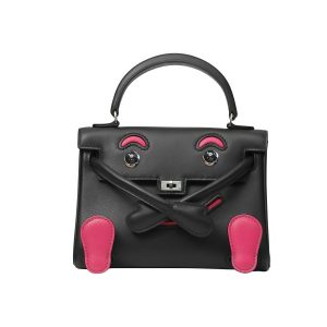 HERMES KELLY DOLL HORSESHOE QUELLE IDOLE BLACK PINK 17CM