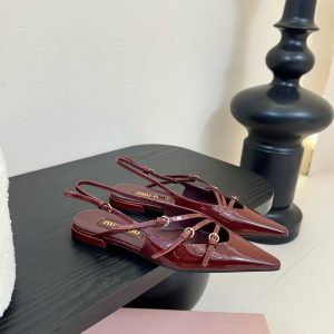 MIUMIU LEATHER SLINGBACK BALLERINAS WITH BUCKLES RED 5F476E 069 F0D27 F 010