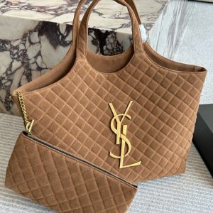 SAINT LAURENT LARGE TOTE BAG IN SUEDE BROWN 36CM