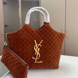 SAINT LAURENT LARGE TOTE BAG IN SUEDE COPPER 36CM