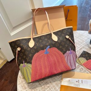 LOUIS VUITTON X YAYOI KUSAMA NEVERFULL MM MONOGRAM PUMPKIN DOTS RED 31CM