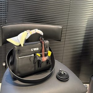 HERMES SWIFT KELLY LAKIS 35 BLACK 25CM