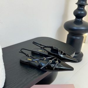 MIUMIU LEATHER SLINGBACK BALLERINAS WITH BUCKLES BLACK 5F476E 055 F0002 F 010