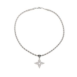 LOUI VUITTON LV ROPE PENDANT NECKLACE SILVER