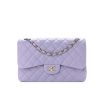 CHANEL MEDIUM CLASSIC DOUBLE FLAP PURPLE GOLD HARDWARE 25CM
