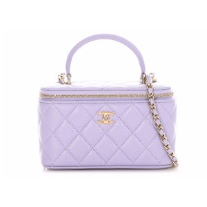 CHANEL MATELASSE VANITY PURPLE GOLD HARDWARE 18CM