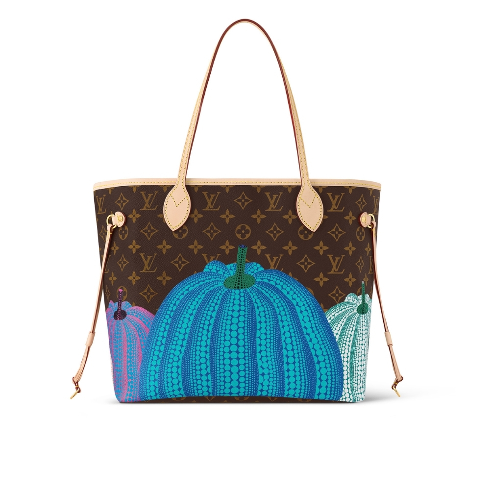 LOUIS VUITTON X YAYOI KUSAMA NEVERFULL MM MONOGRAM PUMPKIN DOTS BLUE 31CM M46468 LOUIS VUITTON X YAYOI KUSAMA NEVERFULL MM MONOGRAM PUMPKIN DOTS BLUE 31CM M46468