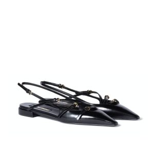 MIUMIU LEATHER SLINGBACK BALLERINAS WITH BUCKLES BLACK 5F476E 055 F0002 F 010
