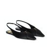 SAINT LAURENT BABYLONE CREPE SATIN SLINGBACK FLATS BLACK 8036469QNAG1000