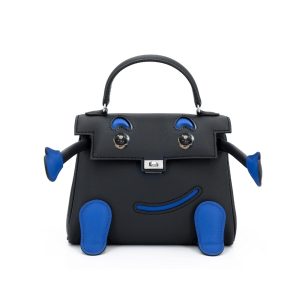 HERMES KELLY DOLL HORSESHOE QUELLE IDOLE BLACK BLEU 17CM