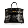 HERMES BIRKIN 35 SHINY POROSUS CROCODILE BLACK NOIR 35CM