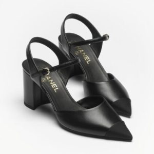 Chanel black slingbacks heels