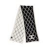 CHANEL CASHMERE SILK QUILTED CC SCARF BLACK WHITE 195CM