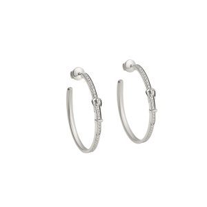 HERMES ETRIVIERE DANGLE EARRINGS WHITE GOLD