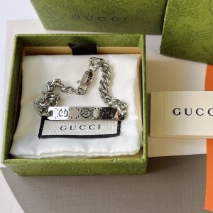GUCCI GHOST ENGRAVED STERLING SILVER ID BRACELET YBA455321001